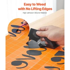 VEVOR Heat Transfer Vinyl, 12 in x 50 ft, Glossy Black HTV Iron on Vinyl Roll, Easy to Cut and Weed, Strong Adhesion, Compatible with Cutting Machines, for Various Materials, T-shirts, Pillows, Hats