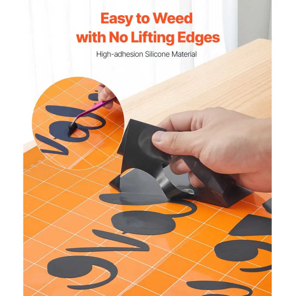 VEVOR Heat Transfer Vinyl, 12 in x 50 ft, Glossy Black HTV Iron on Vinyl Roll, Easy to Cut and Weed, Strong Adhesion, Compatible with Cutting Machines, for Various Materials, T-shirts, Pillows, Hats