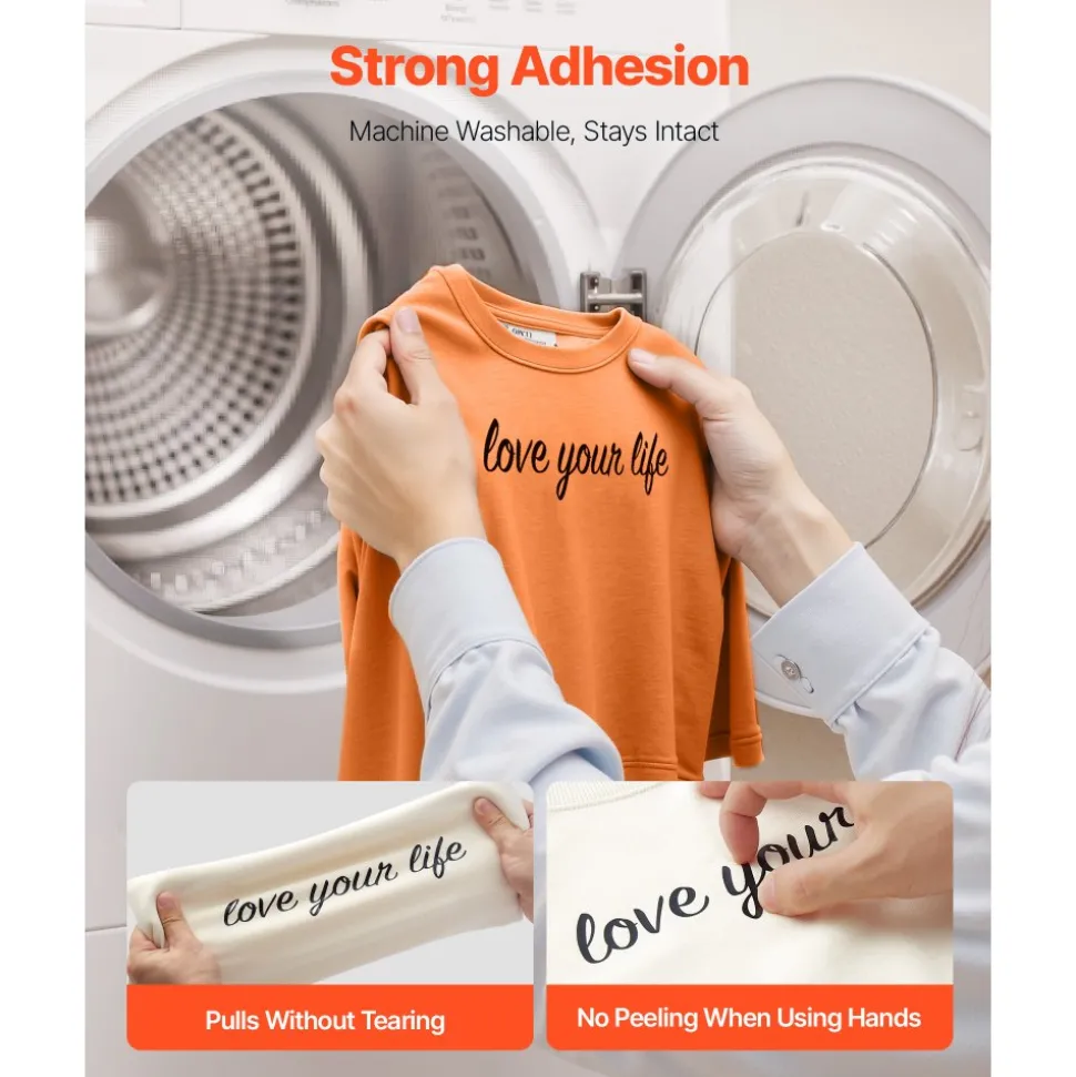 VEVOR Heat Transfer Vinyl, 12 in x 70 ft, Glossy Black HTV Iron on Vinyl Roll, Easy to Cut and Weed, Strong Adhesion, Compatible with Cutting Machines, for Various Materials, T-shirts, Pillows, Hats