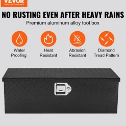 VEVOR Heavy Duty Aluminum Truck Bed Tool Box, Diamond Plate Tool Box with Side Handle and Lock Keys, Storage Tool Box Chest Box Organizer for Pickup, RV, Trailer, Truck Bed, 30