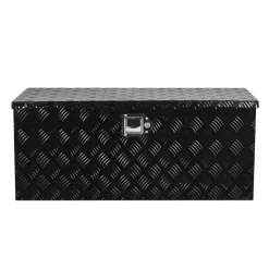 VEVOR Heavy Duty Aluminum Truck Bed Tool Box, Stripes Plated Tool Box with Sliding Shelf, Side Handle, Lock & Keys, Storage Toolbox Chest for Trailer, Pickup, Truck Bed, RV, 35.4