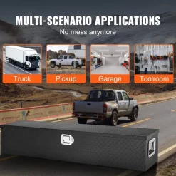 VEVOR Heavy Duty Aluminum Truck Bed Tool Box, Diamond Plate Tool Box with Side Handle and Lock Keys, Storage Tool Box Chest Box Organizer for Pickup, Truck Bed, RV, Trailer, 48