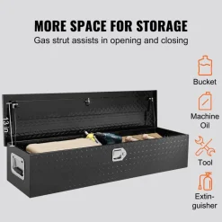 VEVOR Heavy Duty Aluminum Truck Bed Tool Box, Diamond Plate Tool Box with Side Handle and Lock Keys, Storage Tool Box Chest Box Organizer for Pickup, Truck Bed, RV, Trailer, 48