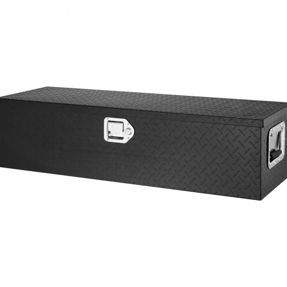 VEVOR Heavy Duty Aluminum Truck Bed Tool Box, Diamond Plate Tool Box with Side Handle and Lock Keys, Storage Tool Box Chest Box Organizer for Pickup, Truck Bed, RV, Trailer, 39"x13"x10", Black