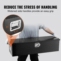 VEVOR Heavy Duty Aluminum Truck Bed Tool Box, Diamond Plate Tool Box with Side Handle and Lock Keys, Storage Tool Box Chest Box Organizer for Pickup, Truck Bed, RV, Trailer, 39