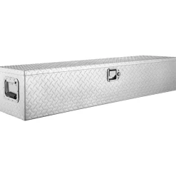 VEVOR Heavy Duty Aluminum Truck Bed Tool Box, Diamond Plate Tool Box with Side Handle and Lock Keys, Storage Tool Box Chest Box Organizer for Pickup, Truck Bed, RV, Trailer, 48