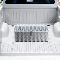 VEVOR Heavy Duty Aluminum Truck Bed Tool Box, Stripes Plated Tool Box with Side Handle and Lock Keys, Storage Toolbox Chest Organizer for Trailer, Pickup, Truck Bed, RV, 30