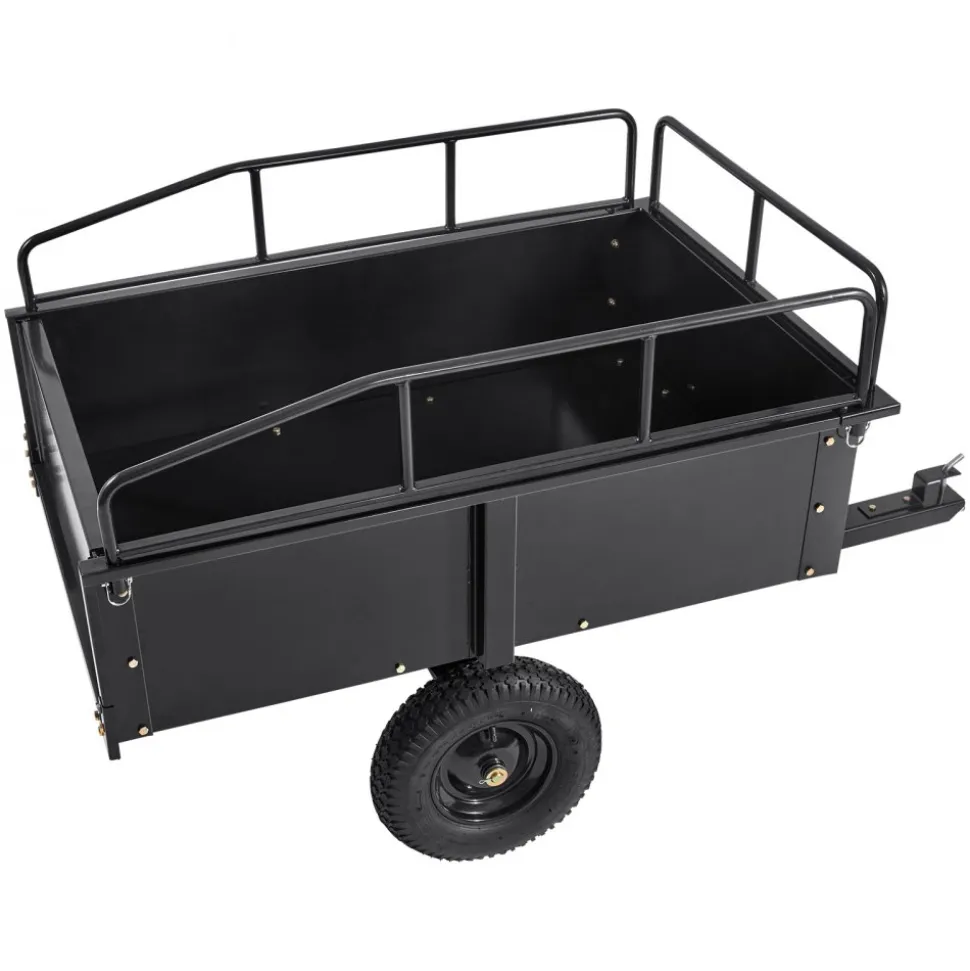 VEVOR Heavy Duty ATV Trailer Steel Dump Cart, 750-Pound 15 Cubic Feet, Garden Utility Trailer with Removable Sides for Riding Lawn Mower Tractor