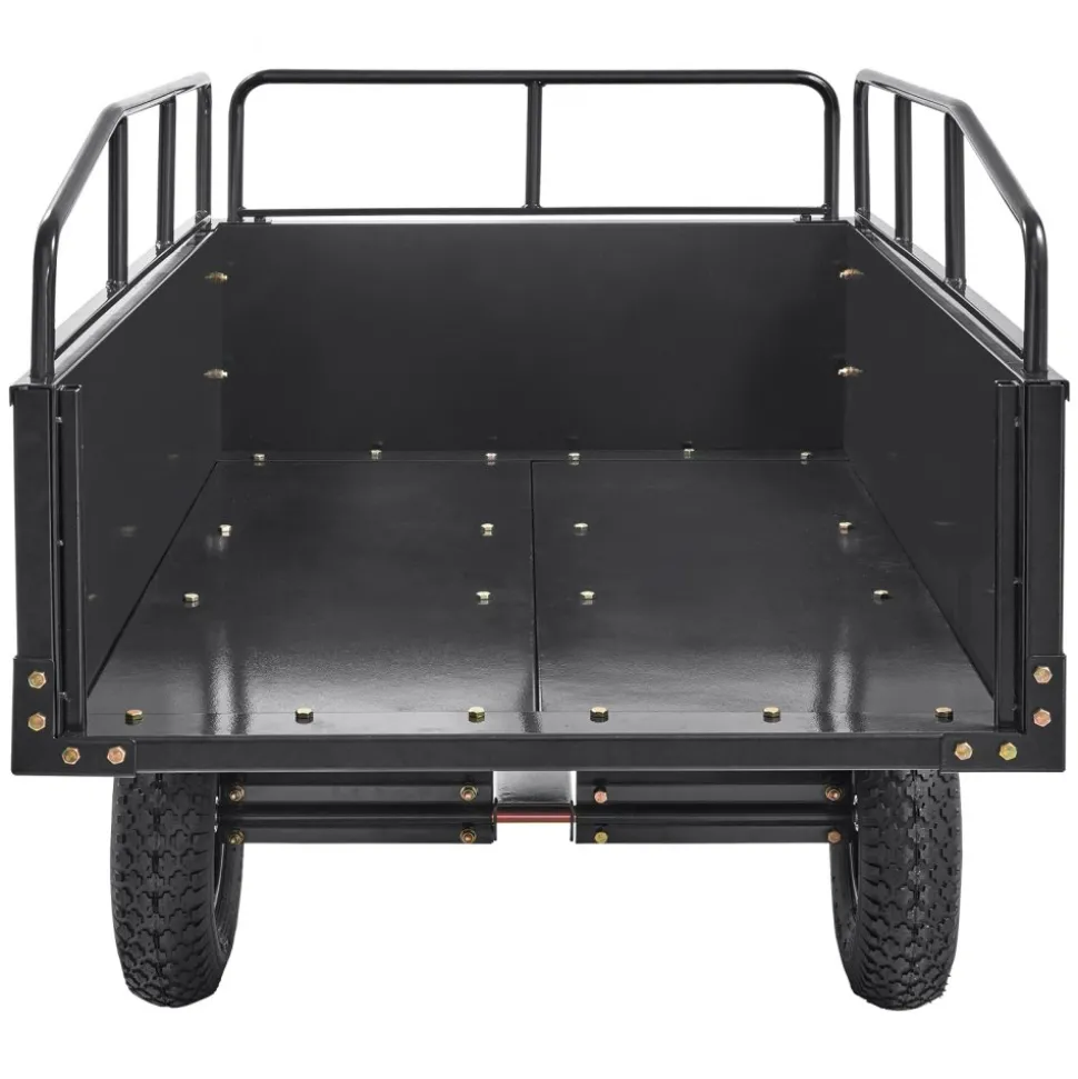 VEVOR Heavy Duty ATV Trailer Steel Dump Cart, 750-Pound 15 Cubic Feet, Garden Utility Trailer with Removable Sides for Riding Lawn Mower Tractor