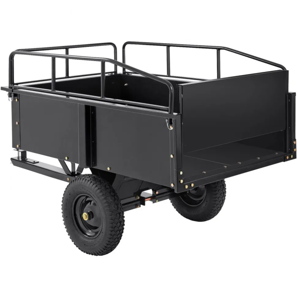 VEVOR Heavy Duty ATV Trailer Steel Dump Cart, 750-Pound 15 Cubic Feet, Garden Utility Trailer with Removable Sides for Riding Lawn Mower Tractor