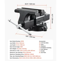 VEVOR Heavy Duty Bench Vise, 10