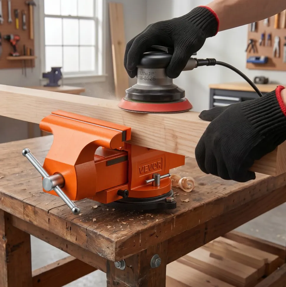 VEVOR Heavy Duty Bench Vise, 4" Jaw Width, Multi-Purpose Ductile Iron Bench Vise with Anvil and 360-Degree Locking Swivel Base, 2.24" Throat Depth, 4.7" Max Jaw Opening, for Drilling, Pipe Cutting