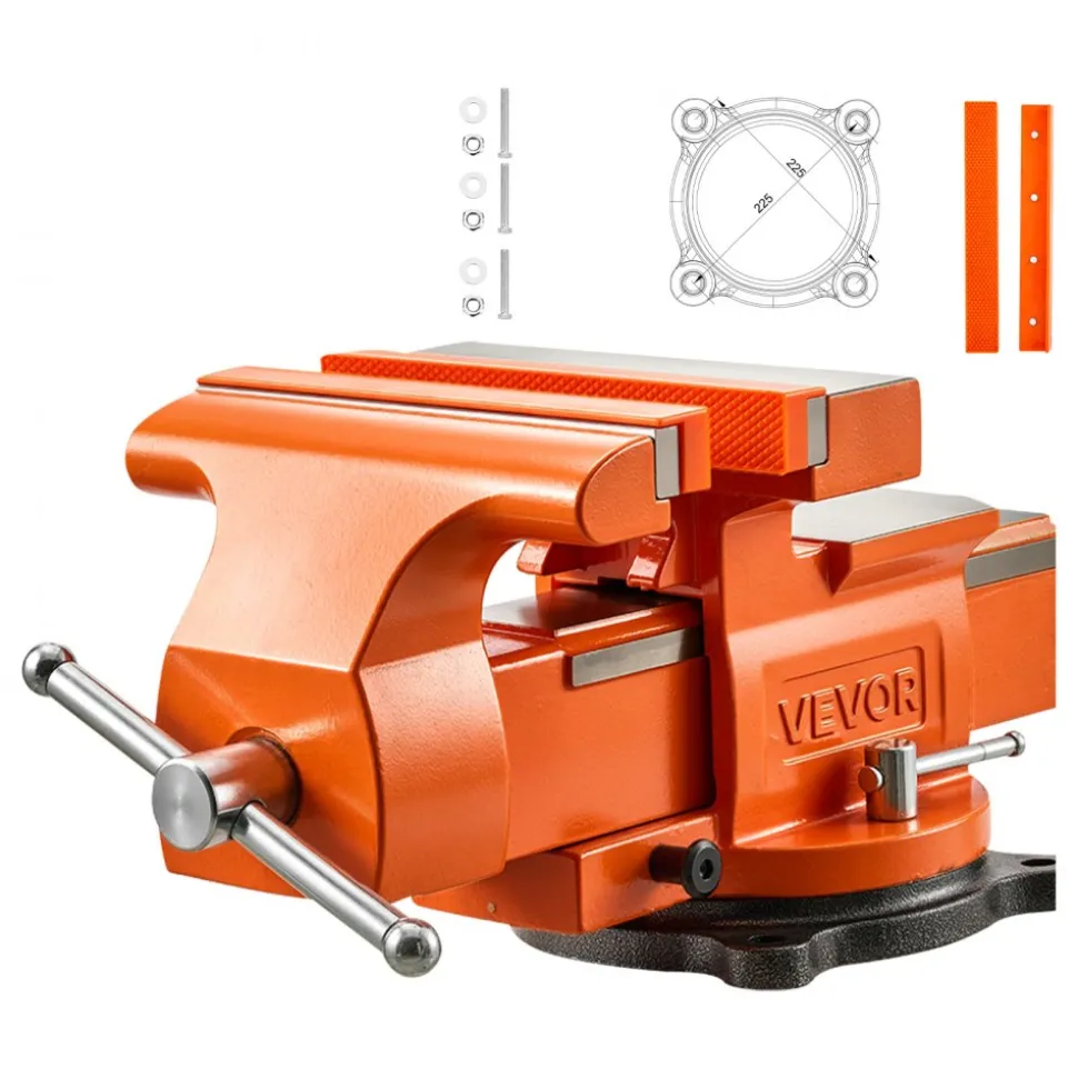 VEVOR Heavy Duty Bench Vise, 4" Jaw Width, Multi-Purpose Ductile Iron Bench Vise with Anvil and 360-Degree Locking Swivel Base, 2.24" Throat Depth, 4.7" Max Jaw Opening, for Drilling, Pipe Cutting