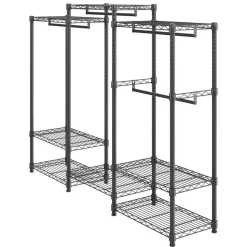 VEVOR Heavy Duty Clothes Rack, Rolling Clothing Garment Rack with 4 Hang Rods & 8 Storage Tiers, Adjustable Custom Closet Rack, Freestanding Wardrobe for Hanging Clothes, 800 lbs Load Capacity