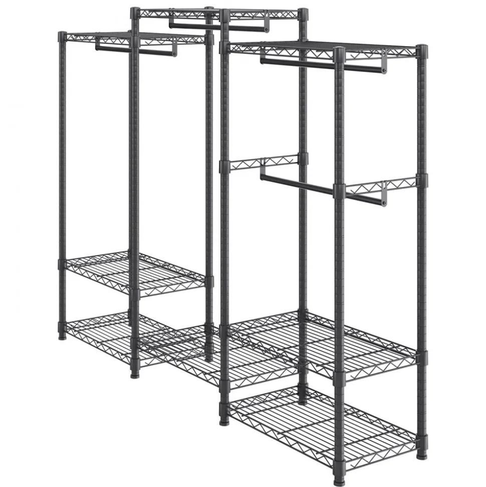VEVOR Heavy Duty Clothes Rack, Rolling Clothing Garment Rack with 4 Hang Rods & 8 Storage Tiers, Adjustable Custom Closet Rack, Freestanding Wardrobe for Hanging Clothes, 800 lbs Load Capacity