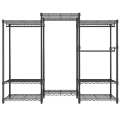 VEVOR Heavy Duty Clothes Rack, Rolling Clothing Garment Rack with 4 Hang Rods & 8 Storage Tiers, Adjustable Custom Closet Rack, Freestanding Wardrobe for Hanging Clothes, 800 lbs Load Capacity