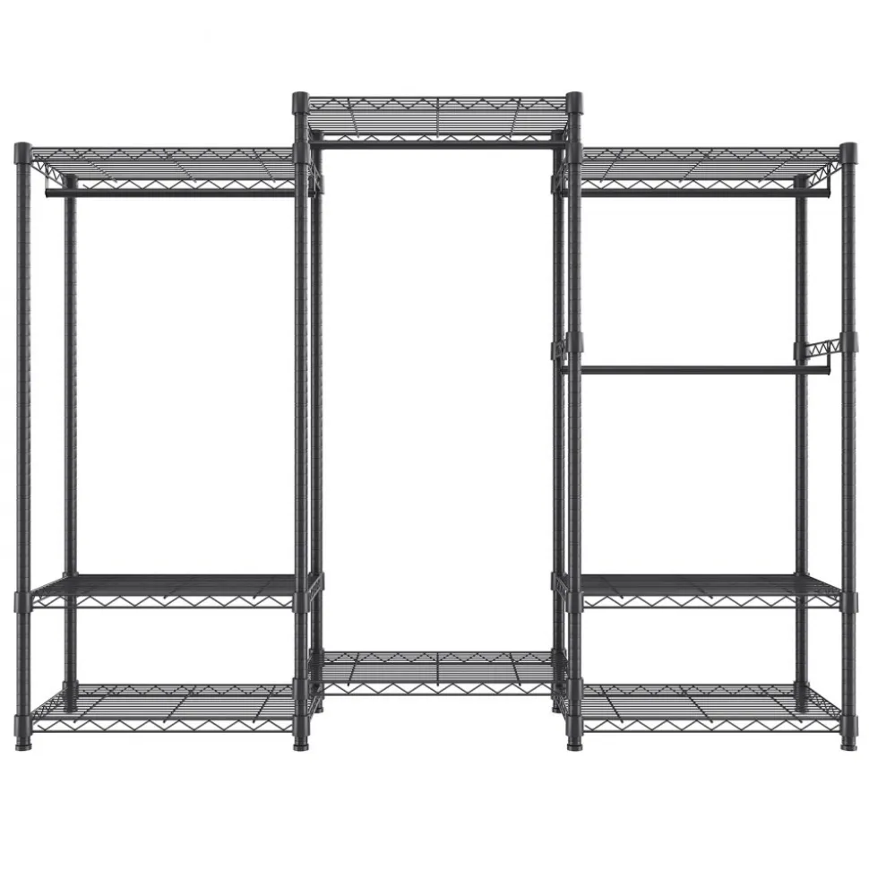 VEVOR Heavy Duty Clothes Rack, Rolling Clothing Garment Rack with 4 Hang Rods & 8 Storage Tiers, Adjustable Custom Closet Rack, Freestanding Wardrobe for Hanging Clothes, 800 lbs Load Capacity