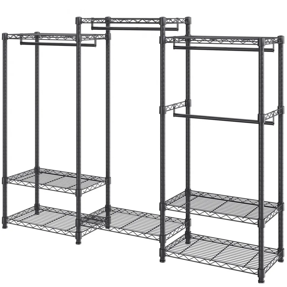 VEVOR Heavy Duty Clothes Rack, Rolling Clothing Garment Rack with 4 Hang Rods & 8 Storage Tiers, Adjustable Custom Closet Rack, Freestanding Wardrobe for Hanging Clothes, 800 lbs Load Capacity