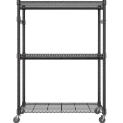 VEVOR Heavy Duty Clothes Rack, Rolling Clothing Garment Rack with 3 Storage Tiers, 2 Rods and 2 Pairs Side Hooks, Adjustable Height Clothing Rack Closet for Hanging Clothes, 400 Lbs Load Capacity