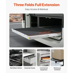VEVOR Heavy Duty Drawer Slides 16inch, 1 Pair Locking Drawer Slides 250lbs Load Capacity, Side Mount Ball Bearing, 3-Fold Full Extension