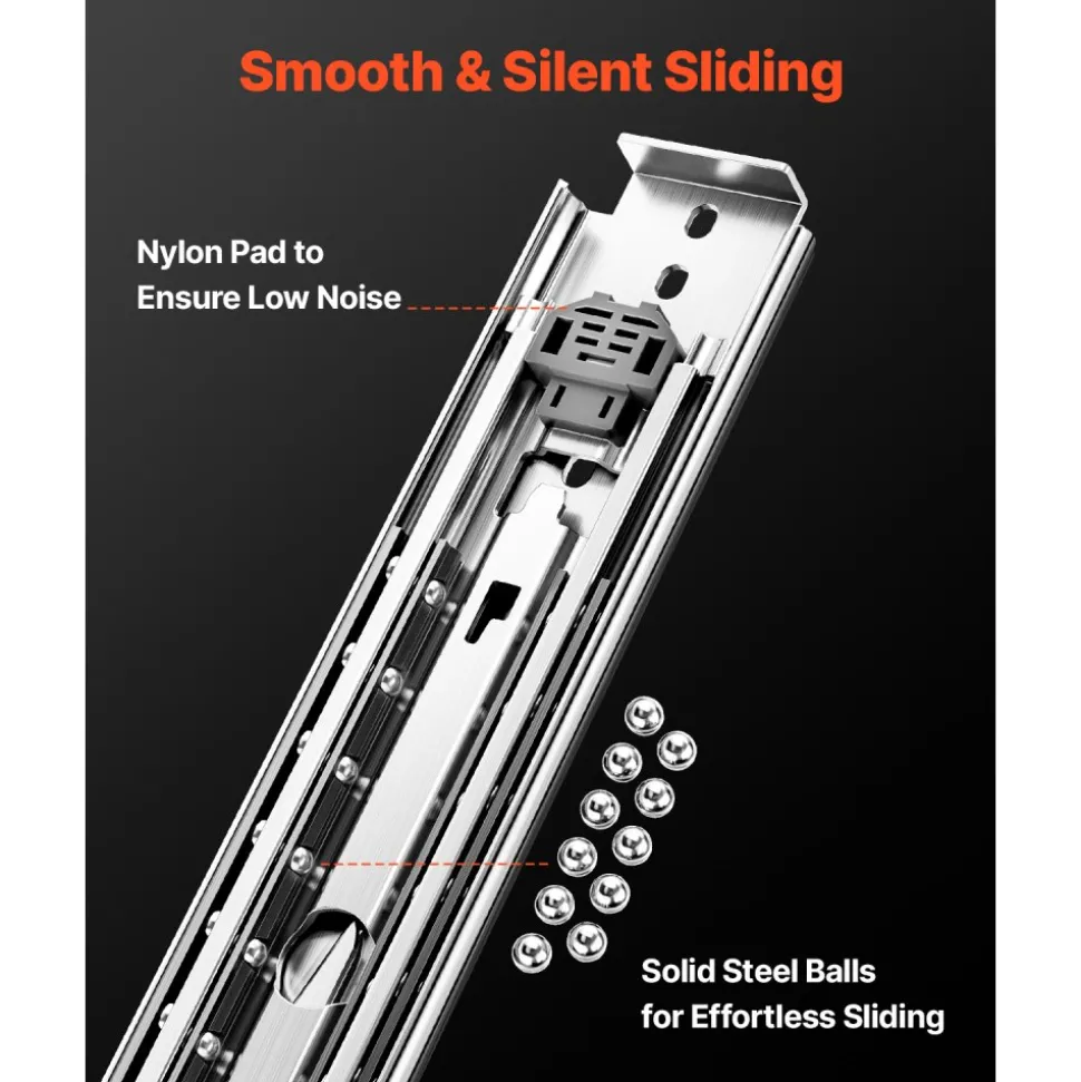 VEVOR Heavy Duty Drawer Slides, 1 Pair 30inch Locking Drawer Slides, 500lbs Load Capacity, Side Mount Ball Bearing Drawer Glides, Full Extension Industrial Locking Rail