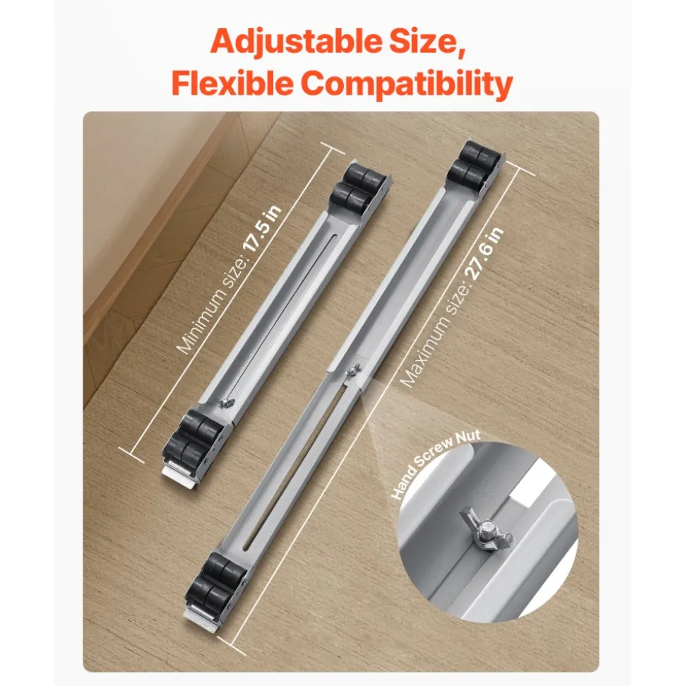VEVOR Heavy Duty Furniture Appliances Rollers, 660 lbs Total Load, Extendable Appliance Rollers Mobile Washing Machine Base, Fridge Stand Dolly Movers for Refrigerators, Dryers, Dishwashers, White