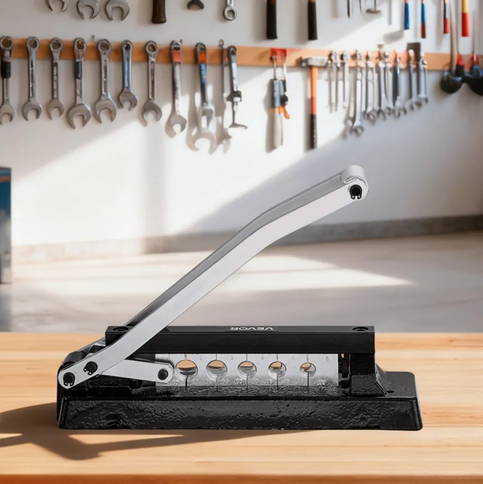 VEVOR Heavy Duty Hose Ferrule Crimping Tool, Standard Bench Hose Crimper with 5 Die Holes & 0.44"-0.63" Crimping Range for PVC Rubber Hoses, Air Hoses Crimping Repair Kit (Ferrules Not Included)