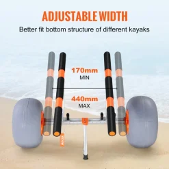 VEVOR Heavy Duty Kayak Cart, Foldable Canoe Trolley Cart with 12'' Tires, Adjustable Width 6.69