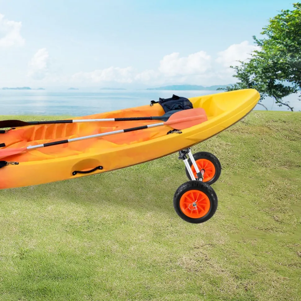 VEVOR Heavy Duty Kayak Cart, 280lbs Load Capacity, Detachable Canoe Trolley Cart with 10'' Solid Tires, Adjustable Width & Top Foam Protection, for Kayaks with Drain Holes of 2.54 cm and Above