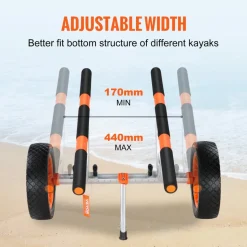 VEVOR Heavy Duty Kayak Cart, 450lbs Load Capacity, Detachable Canoe Trolley Cart with 12'' Solid Tires, Adjustable Width & Nonslip Support Foot, for Kayaks Canoes Paddleboards Float Mats Jon Boats