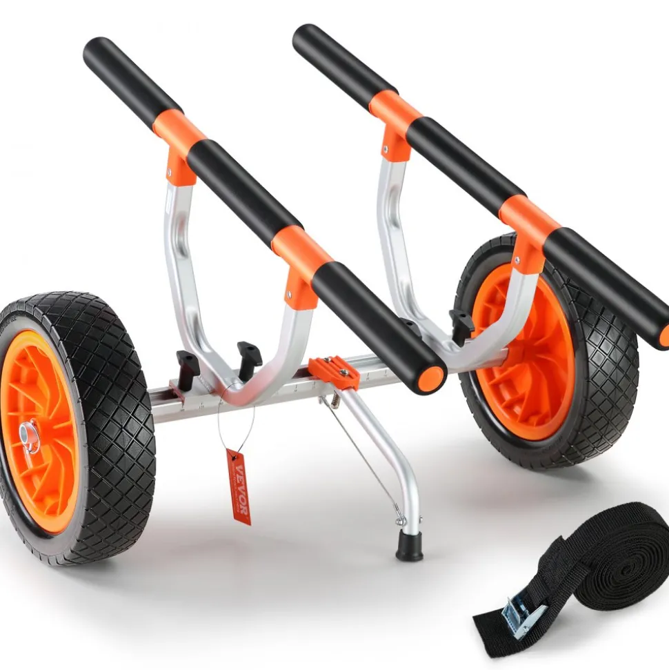 VEVOR Heavy Duty Kayak Cart, 450lbs Load Capacity, Detachable Canoe Trolley Cart with 12'' Solid Tires, Adjustable Width & Nonslip Support Foot, for Kayaks Canoes Paddleboards Float Mats Jon Boats