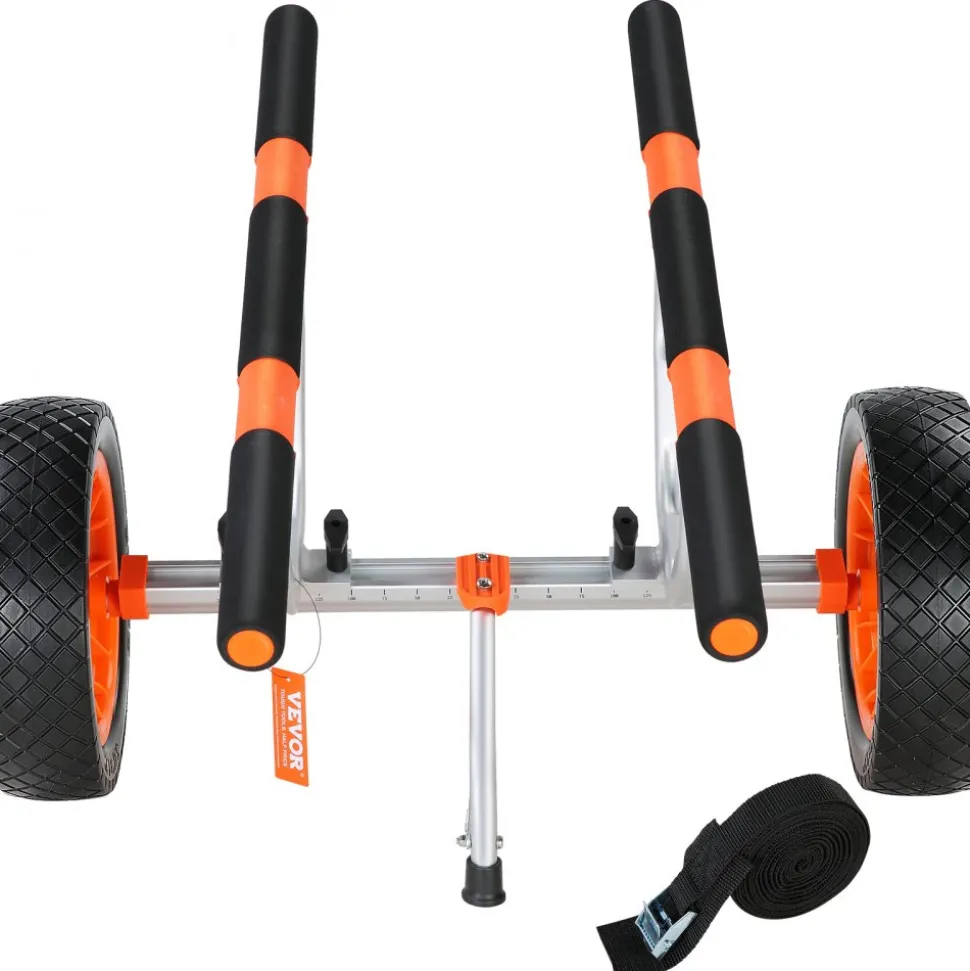 VEVOR Heavy Duty Kayak Cart, 450lbs Load Capacity, Detachable Canoe Trolley Cart with 12'' Solid Tires, Adjustable Width & Nonslip Support Foot, for Kayaks Canoes Paddleboards Float Mats Jon Boats