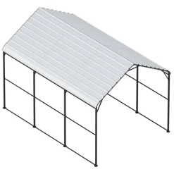 VEVOR Heavy Duty Metal Carport, 10' x 15' Outdoor Carport with Galvanized Steel Frame & Roof, Car Tent Garage Shade with Removable Sidewalls, Multi-Use Car Shelter for Pickup, Boat, Car & Tractors