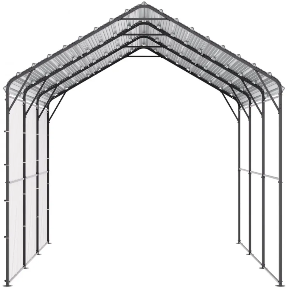 VEVOR Heavy Duty Metal Carport, 10' x 15' Outdoor Carport with Galvanized Steel Frame & Roof, Car Tent Garage Shade with Removable Sidewalls, Multi-Use Car Shelter for Pickup, Boat, Car & Tractors