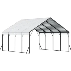 VEVOR Heavy Duty Metal Carport, 12' x 20' Outdoor Carport with Galvanized Steel Frame & Roof, Car Tent Garage Shade with Removable Sidewalls, Multi-Use Car Shelter for Pickup, Boat, Car & Tractors