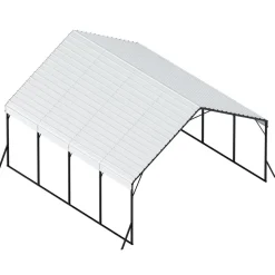 VEVOR Heavy Duty Metal Carport, 20 x 20 ft Outdoor Carport with Sturdy Frame & Roof, Car Garage Shade with Removable Sidewalls, Multi-Use Car Shelter for Pickup, Boat, Trucks & Tractors
