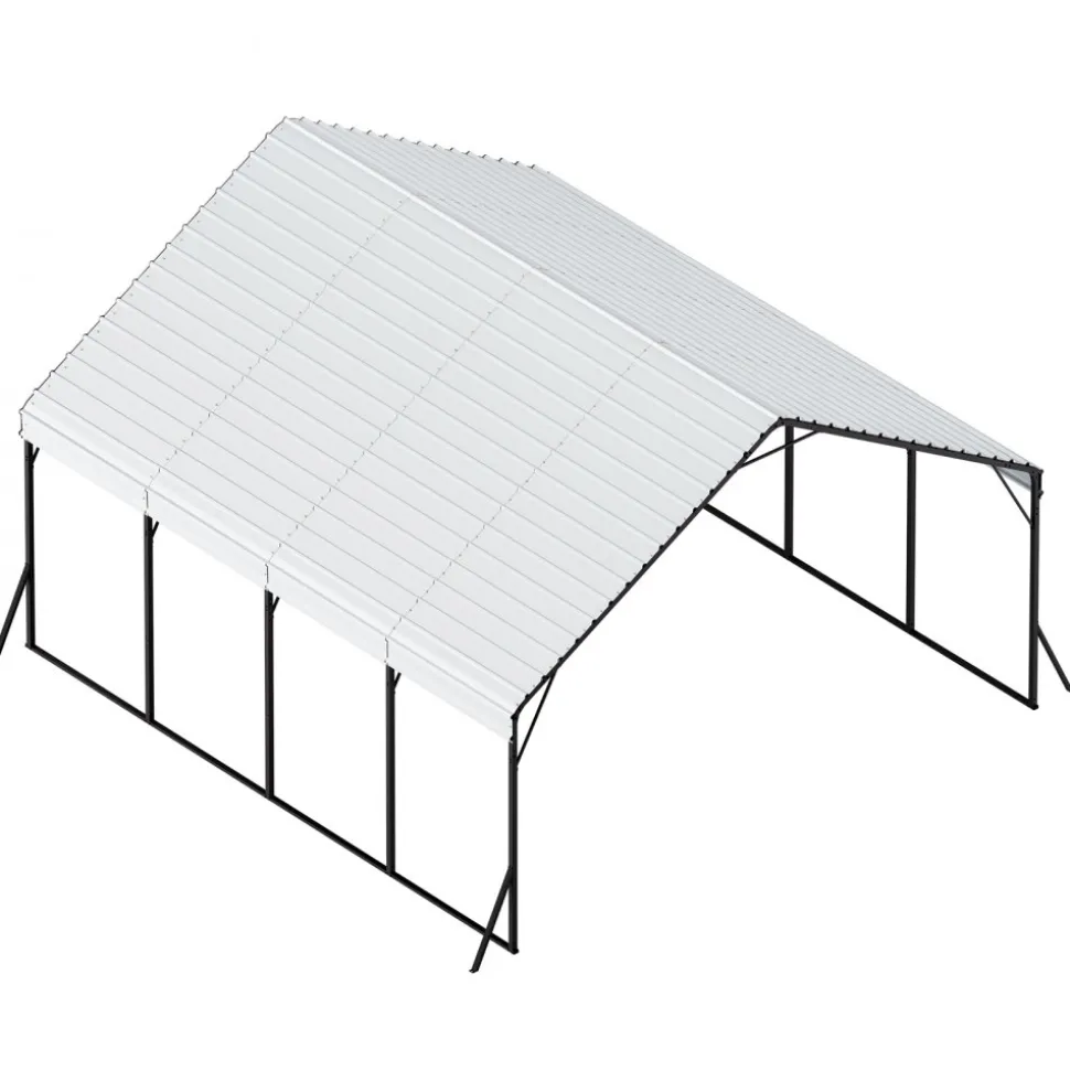 VEVOR Heavy Duty Metal Carport, 20 x 20 ft Outdoor Carport with Sturdy Frame & Roof, Car Garage Shade with Removable Sidewalls, Multi-Use Car Shelter for Pickup, Boat, Trucks & Tractors