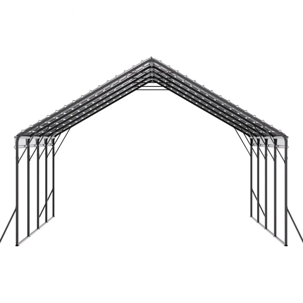 VEVOR Heavy Duty Metal Carport, 20 x 20 ft Outdoor Carport with Sturdy Frame & Roof, Car Garage Shade with Removable Sidewalls, Multi-Use Car Shelter for Pickup, Boat, Trucks & Tractors