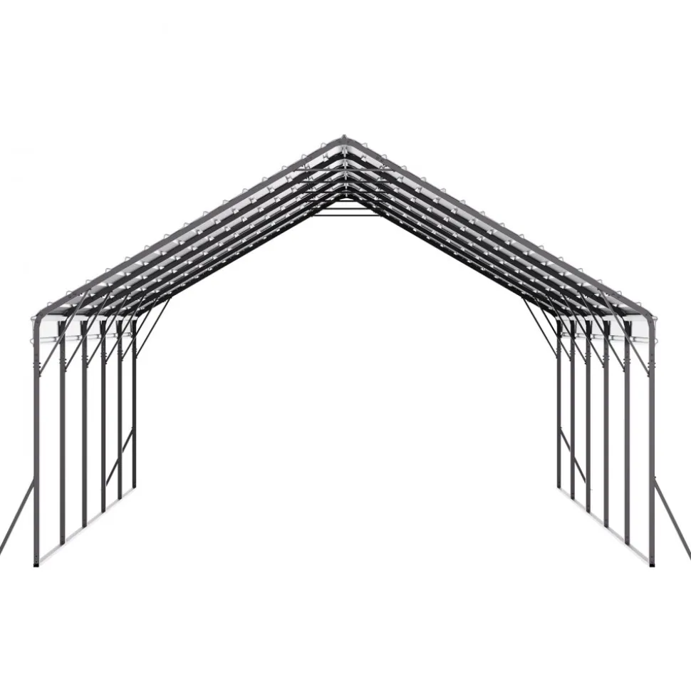 VEVOR Heavy Duty Metal Carport, 20 x 24 ft Outdoor Carport with Sturdy Frame & Roof, Car Garage Shade with Removable Sidewalls, Multi-Use Car Shelter for Pickup, Boat, Trucks & Tractors