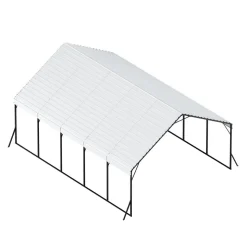 VEVOR Heavy Duty Metal Carport, 20 x 24 ft Outdoor Carport with Sturdy Frame & Roof, Car Garage Shade with Removable Sidewalls, Multi-Use Car Shelter for Pickup, Boat, Trucks & Tractors