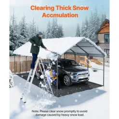 VEVOR Heavy Duty Metal Carport, 13' x 26' Outdoor Carport with Galvanized Steel Frame & Roof, Car Tent Garage Shade with Removable Sidewalls, Multi-Use Car Shelter for Pickup, Boat, Car & Tractors