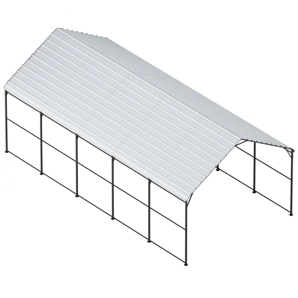 VEVOR Heavy Duty Metal Carport, 13' x 26' Outdoor Carport with Galvanized Steel Frame & Roof, Car Tent Garage Shade with Removable Sidewalls, Multi-Use Car Shelter for Pickup, Boat, Car & Tractors
