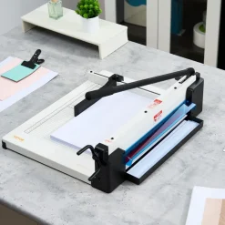 VEVOR Heavy Duty Paper Cutter, 17" Industrial Commercial Guillotine Paper Cutter for A3 Paper, 400 Sheet Capacity, Solid Steel Construction, Stack Paper Trimmer for Office Home School Shop, White