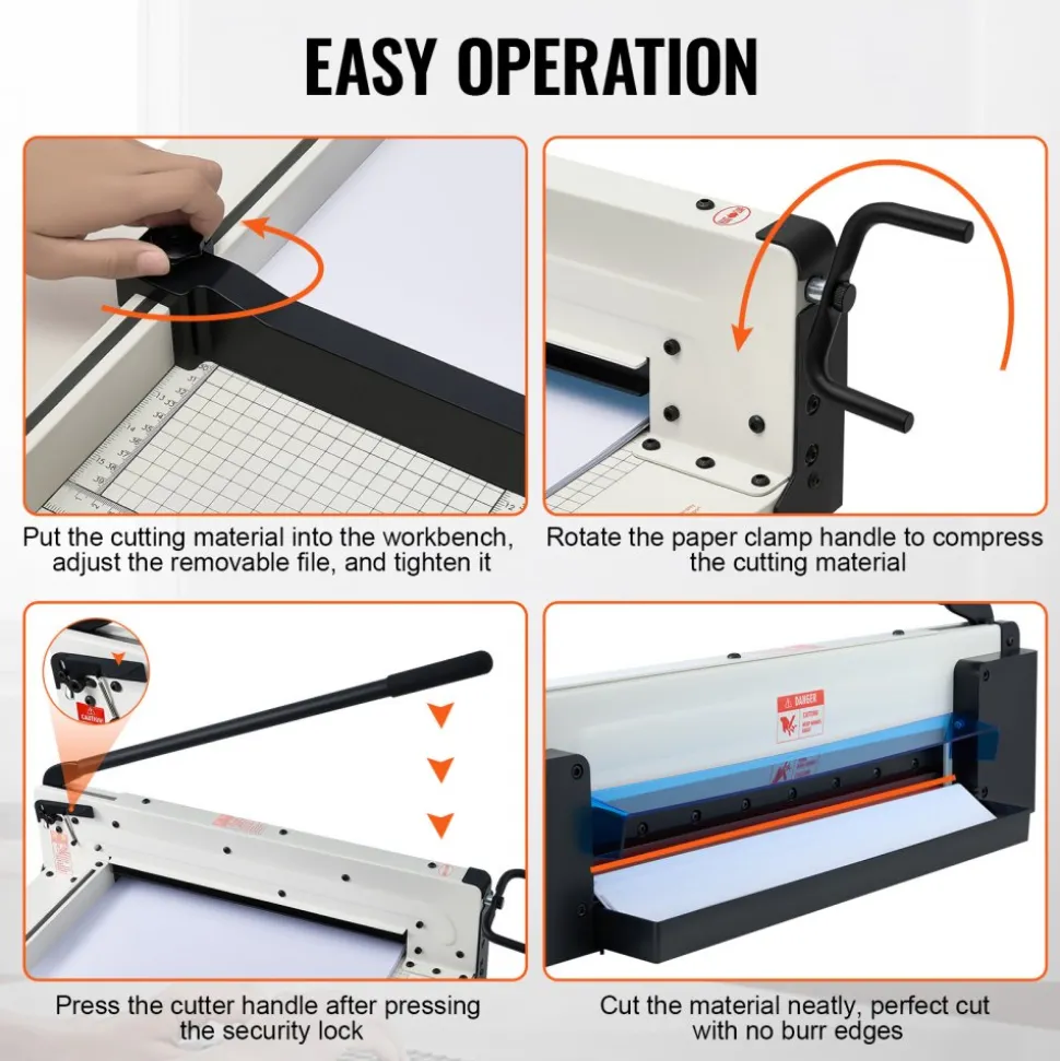 VEVOR Heavy Duty Paper Cutter, 17" Industrial Commercial Guillotine Paper Cutter for A3 Paper, 400 Sheet Capacity, Solid Steel Construction, Stack Paper Trimmer for Office Home School Shop, White