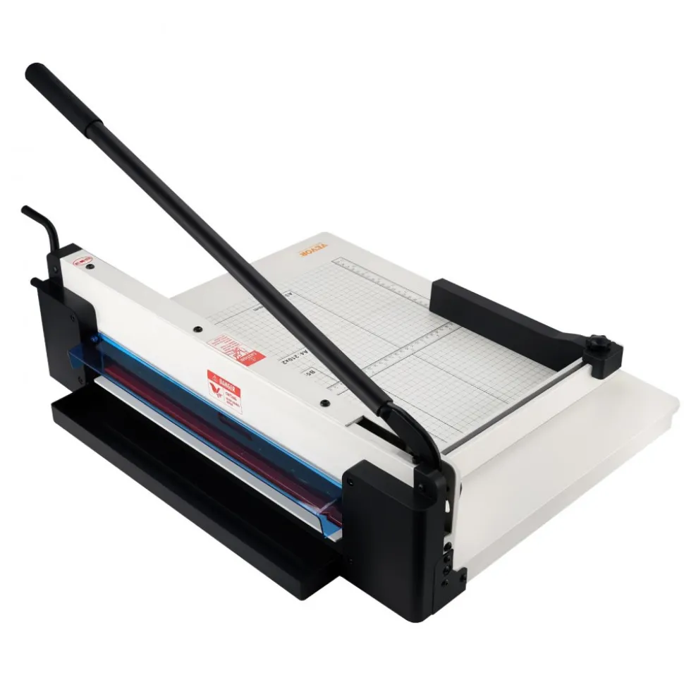 VEVOR Heavy Duty Paper Cutter, 17" Industrial Commercial Guillotine Paper Cutter for A3 Paper, 400 Sheet Capacity, Solid Steel Construction, Stack Paper Trimmer for Office Home School Shop, White