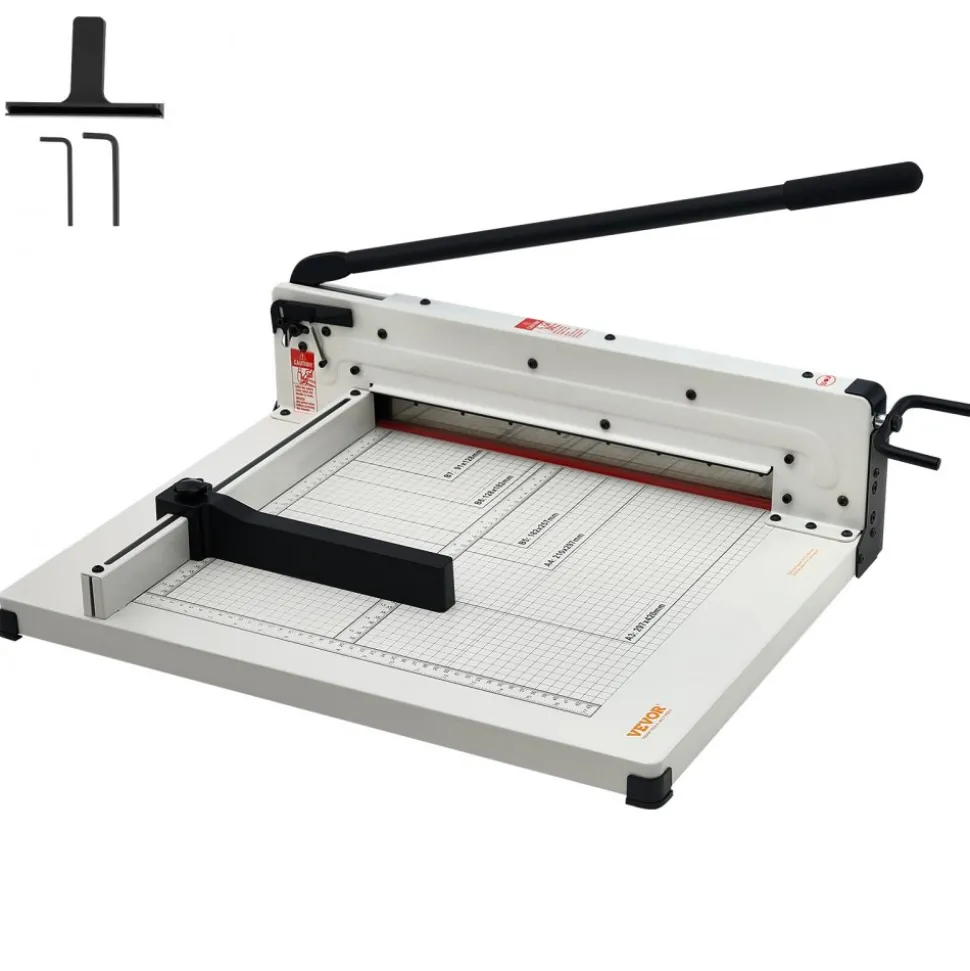 VEVOR Heavy Duty Paper Cutter, 17" Industrial Commercial Guillotine Paper Cutter for A3 Paper, 400 Sheet Capacity, Solid Steel Construction, Stack Paper Trimmer for Office Home School Shop, White