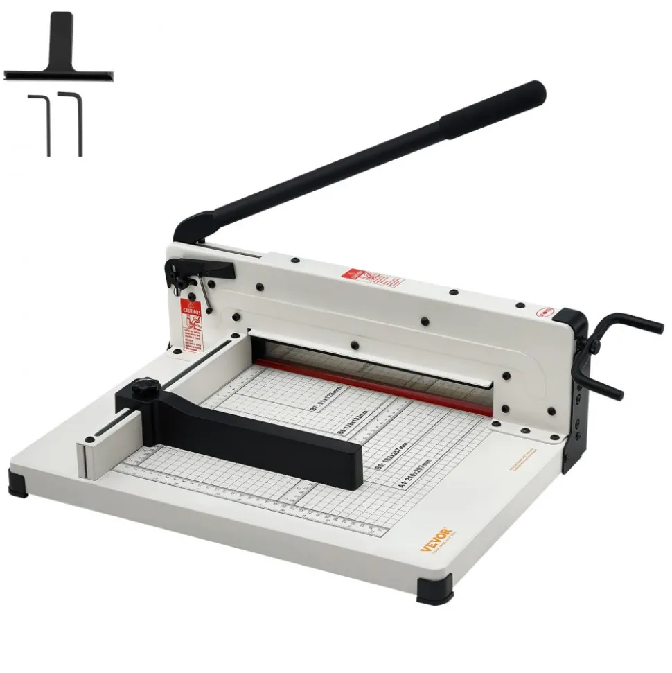 VEVOR Heavy Duty Paper Cutter, 12" Industrial Commercial Guillotine Paper Cutter for A4 Paper, 400 Sheet Capacity, Solid Steel Construction, Stack Paper Trimmer for Office Home School Shop, White