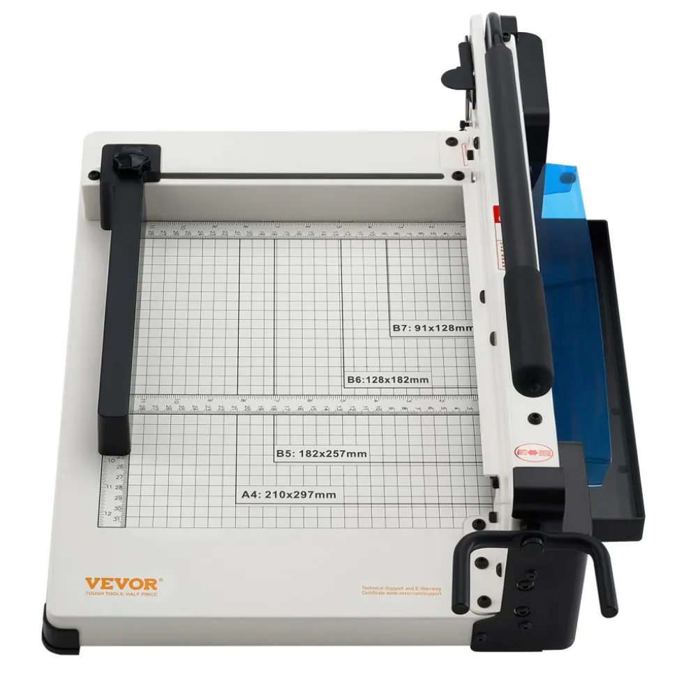 VEVOR Heavy Duty Paper Cutter, 12" Industrial Commercial Guillotine Paper Cutter for A4 Paper, 400 Sheet Capacity, Solid Steel Construction, Stack Paper Trimmer for Office Home School Shop, White