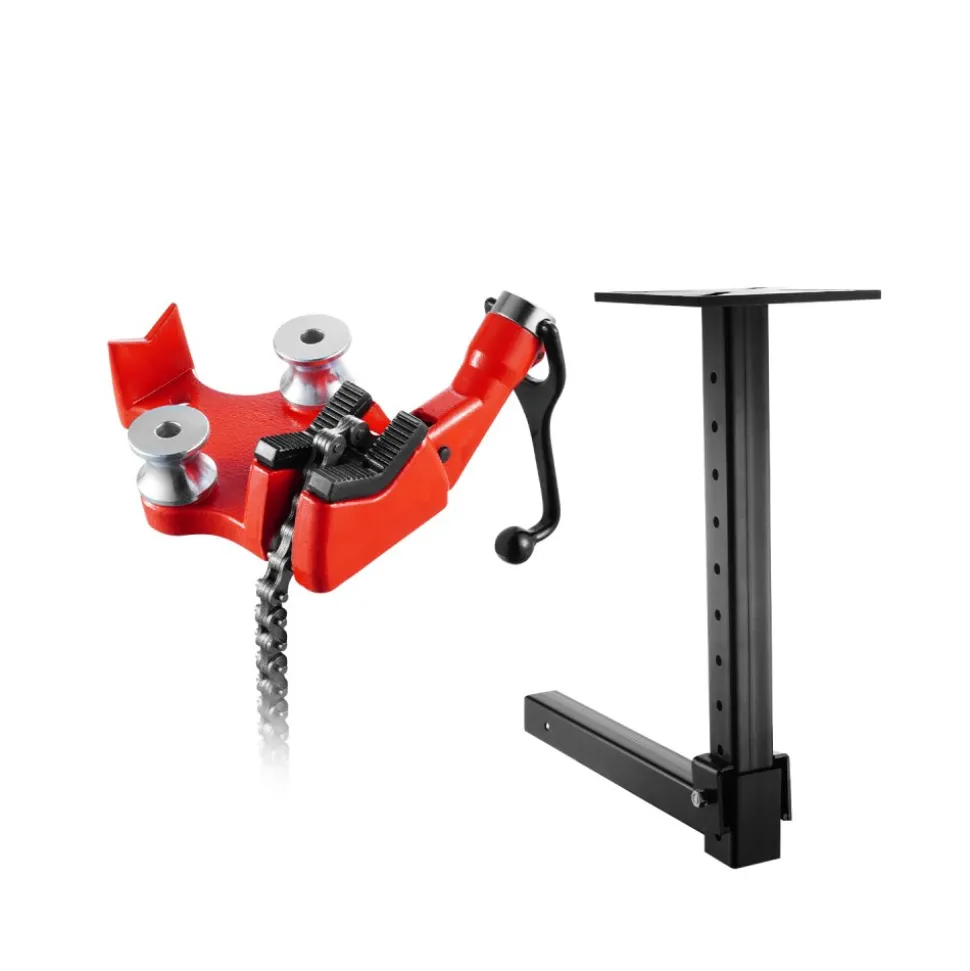 VEVOR Heavy-Duty Pipe Chain Vise, 1/8" - 5" Pipe Capacity, 26" Rugged Chain & Cast Iron Base, Hitch Mount Vise Plate Holder With Adjustable Height - Fits 2 inch x 2 inch Receiver