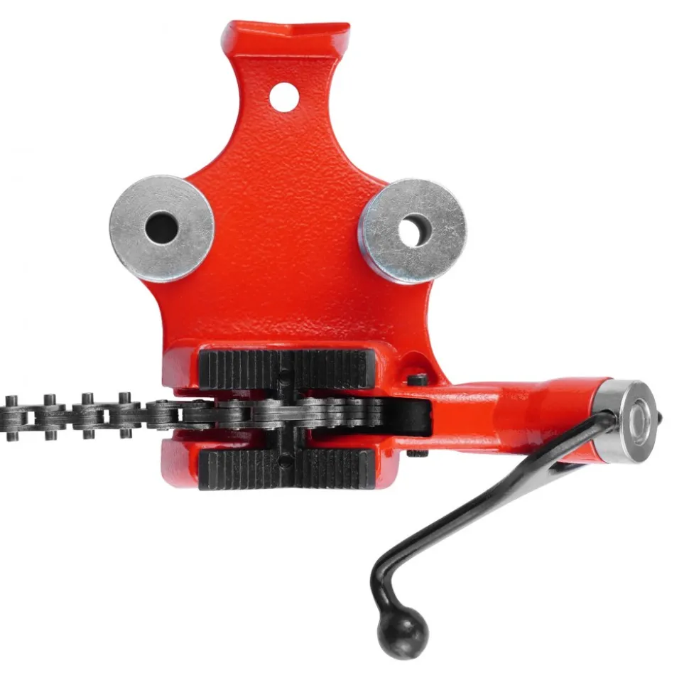 VEVOR Heavy-Duty Pipe Chain Vise, 1/8" - 5" Pipe Capacity, 26" Rugged Chain & Cast Iron Base, Hitch Mount Vise Plate Holder With Adjustable Height - Fits 2 inch x 2 inch Receiver